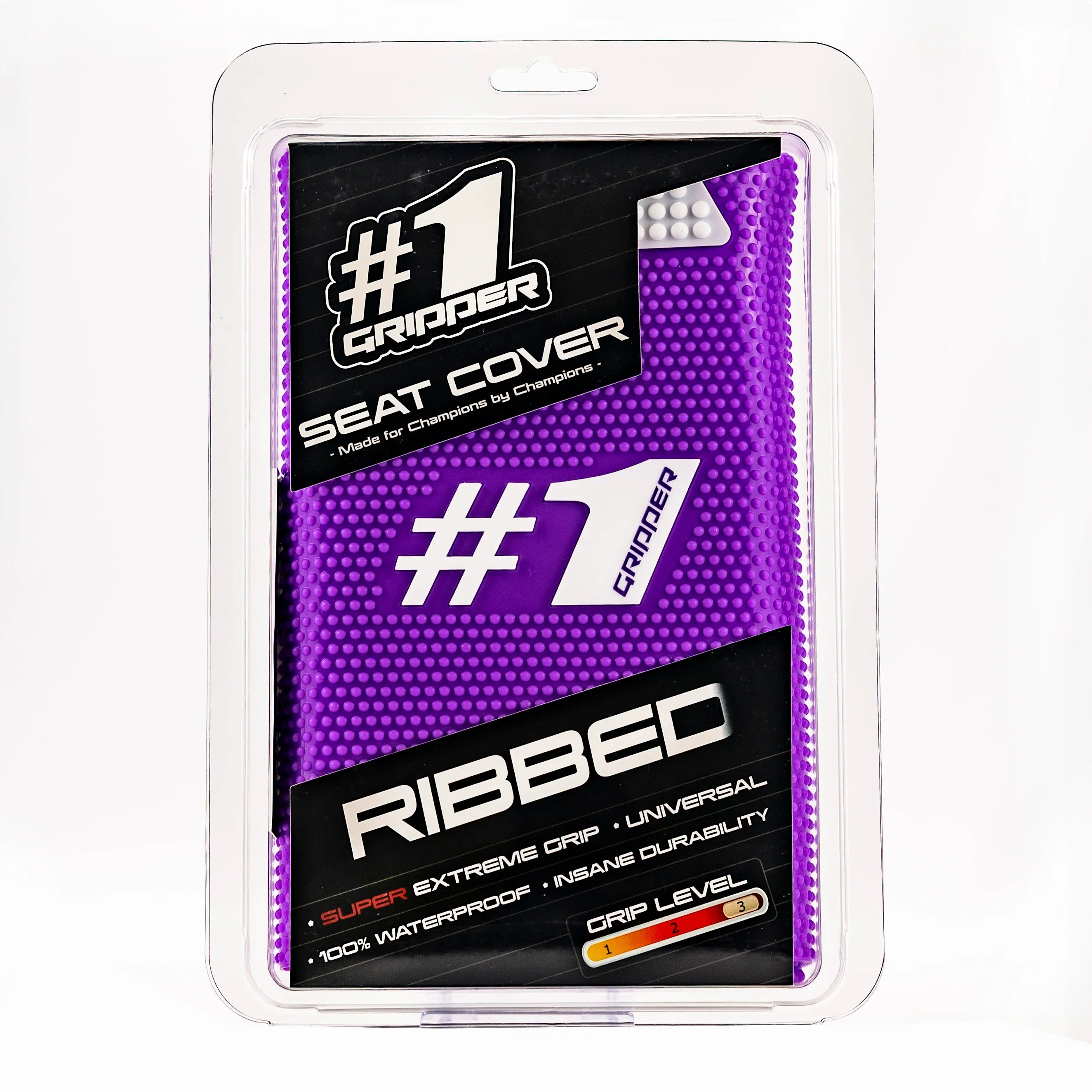1Gripper RIBBED Seat Cover - Purple/White