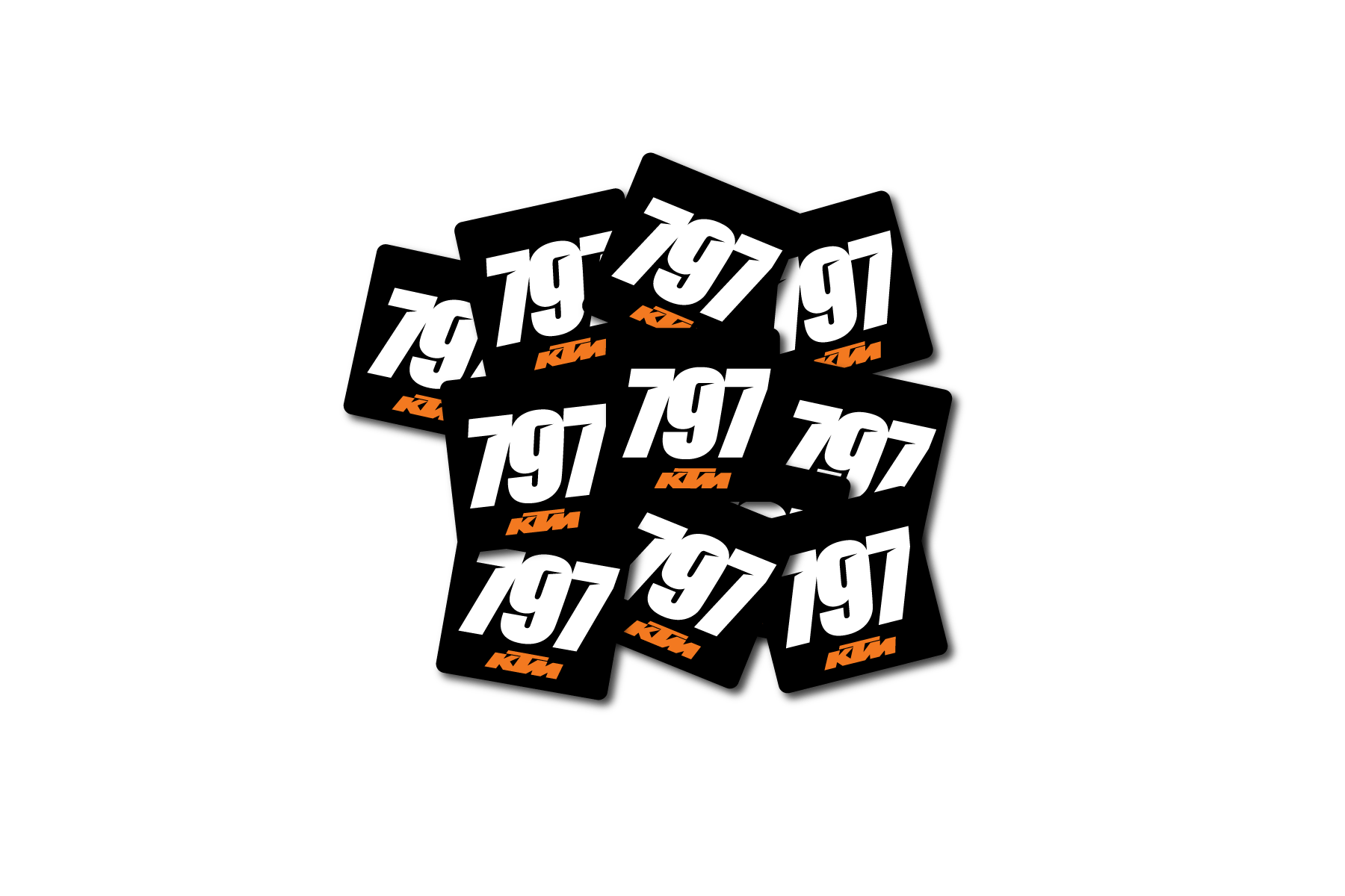 10 autocollants de moyeu // Logo KTM + votre numéro